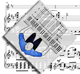 man at keyboard on top of sheet music