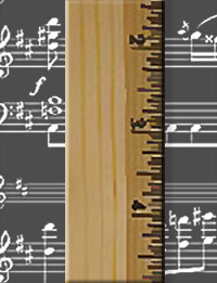 ruler on top of sheet music